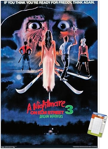 Trends International A Nightmare on Elm Street 3 Dream Warriors - Póster de pared de una hoja, 22.375 x 34 pulgadas, póster premium y paquete de