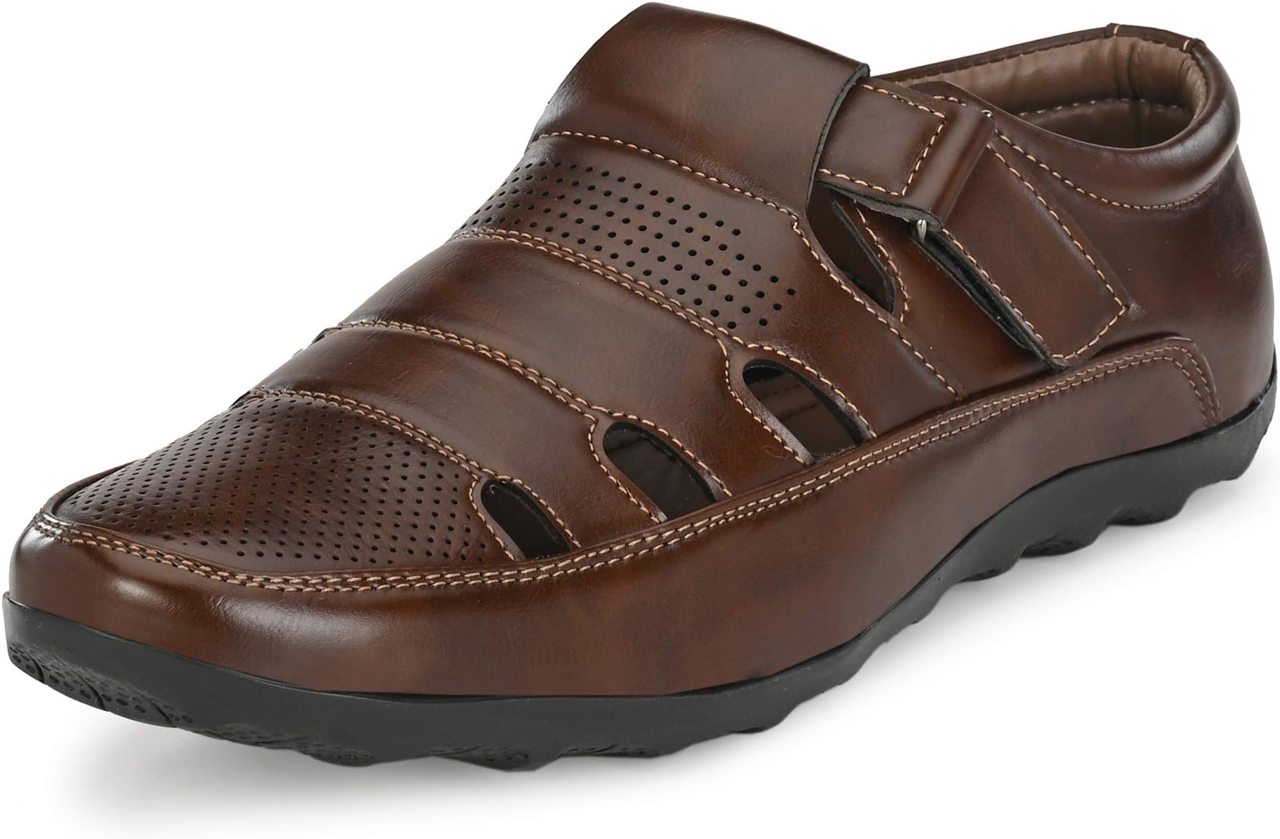 Men’s Sandals for Man | Stylish Fisherman Sandals with Cushioned Insole, Hook & Loop Strap, Comfortable Walking & Travel Sandal (2340)