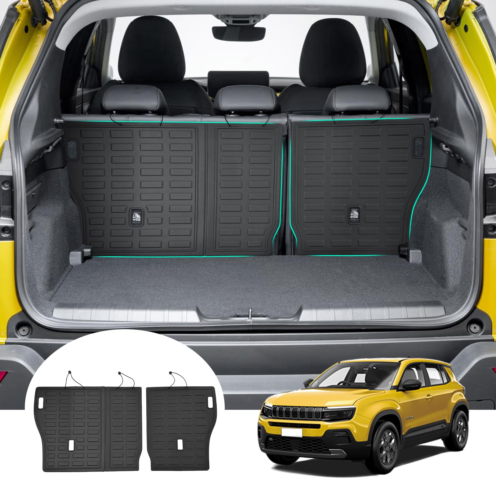GAFAT Mata do bagażnika, kompatybilna z Jeep Avenger Hybrid EV 2025 2026-2023, mata ochronna na tylne siedzenia, łatwa do złożenia, TPE na każdą pogodę, oryginalna mata do bagażnika 3D, akcesoria
