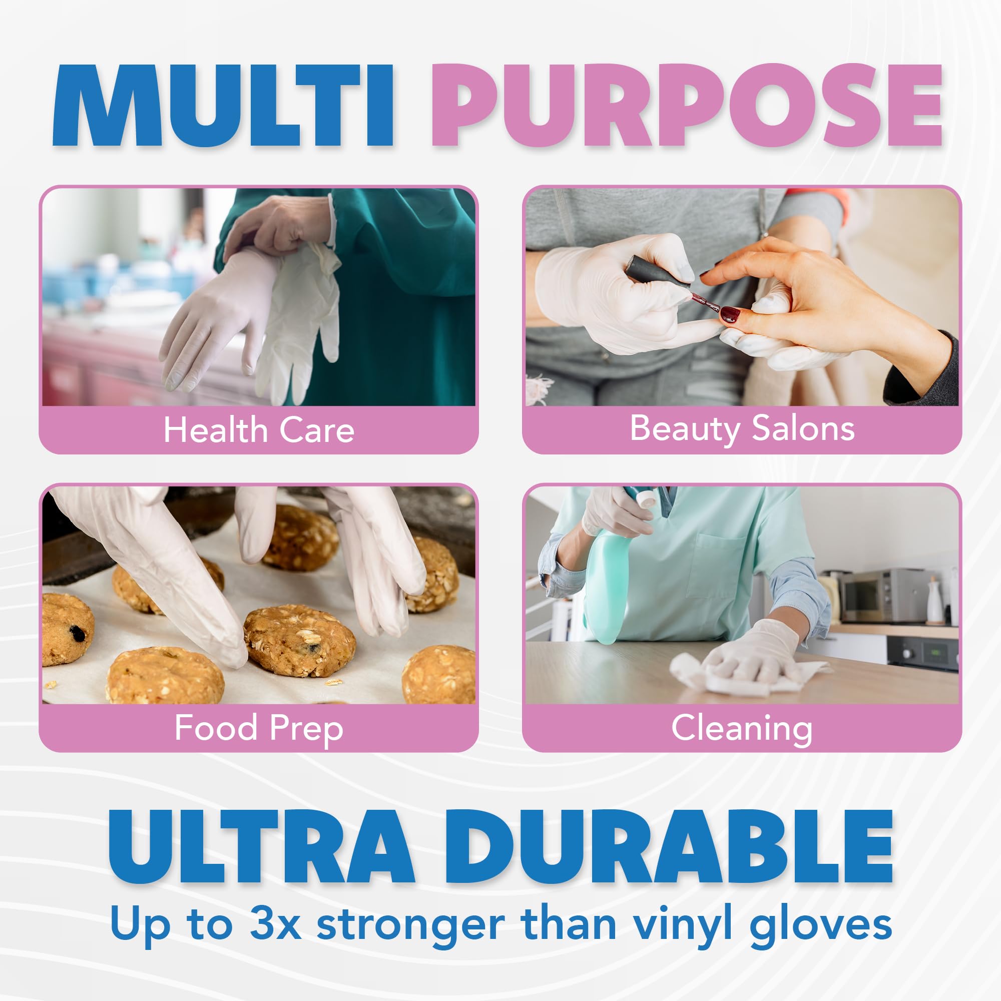 CareMates Vytrile - Guantes de examen médico, goma sin látex, sin polvo, extrafuertes, 4 mil de grosor, certificados para infusión en el hogar, primeros auxilios, seguros para alimentos, guantes de