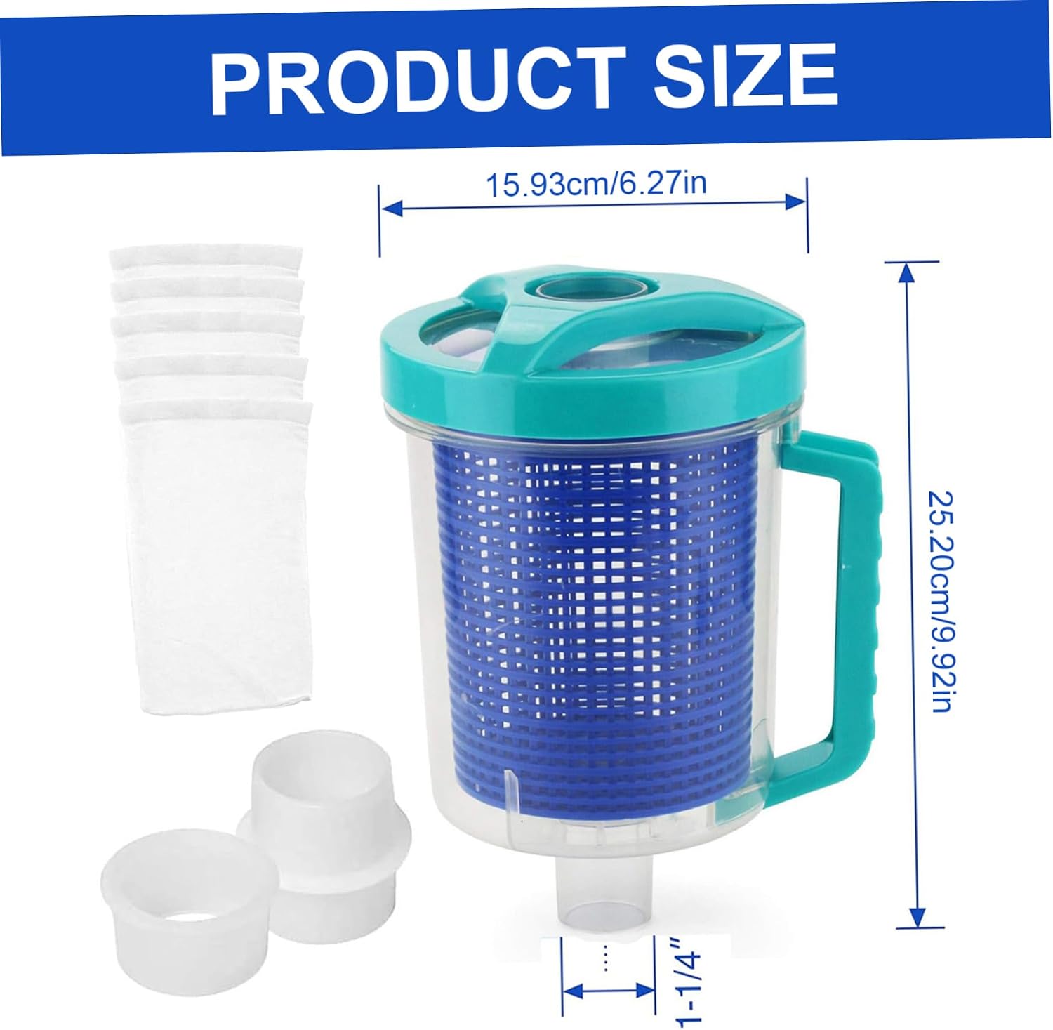 Pool Leaf Canister, Plastic Leaf Canister for Pool Vacuum with Mesh Basket Maintenance Tool, Fits Suction Manual & Automatic Cleaners, for Vacuum Cartridge Filters