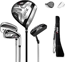 PGM Beginner Golf Clubs Sets Rio for Men 5 Piece Includes Golf Driver, 7 Iron, #52 Sand Wedge, Putter and Lightweight Carry Sunday Club Golf Half Bag Right Handed