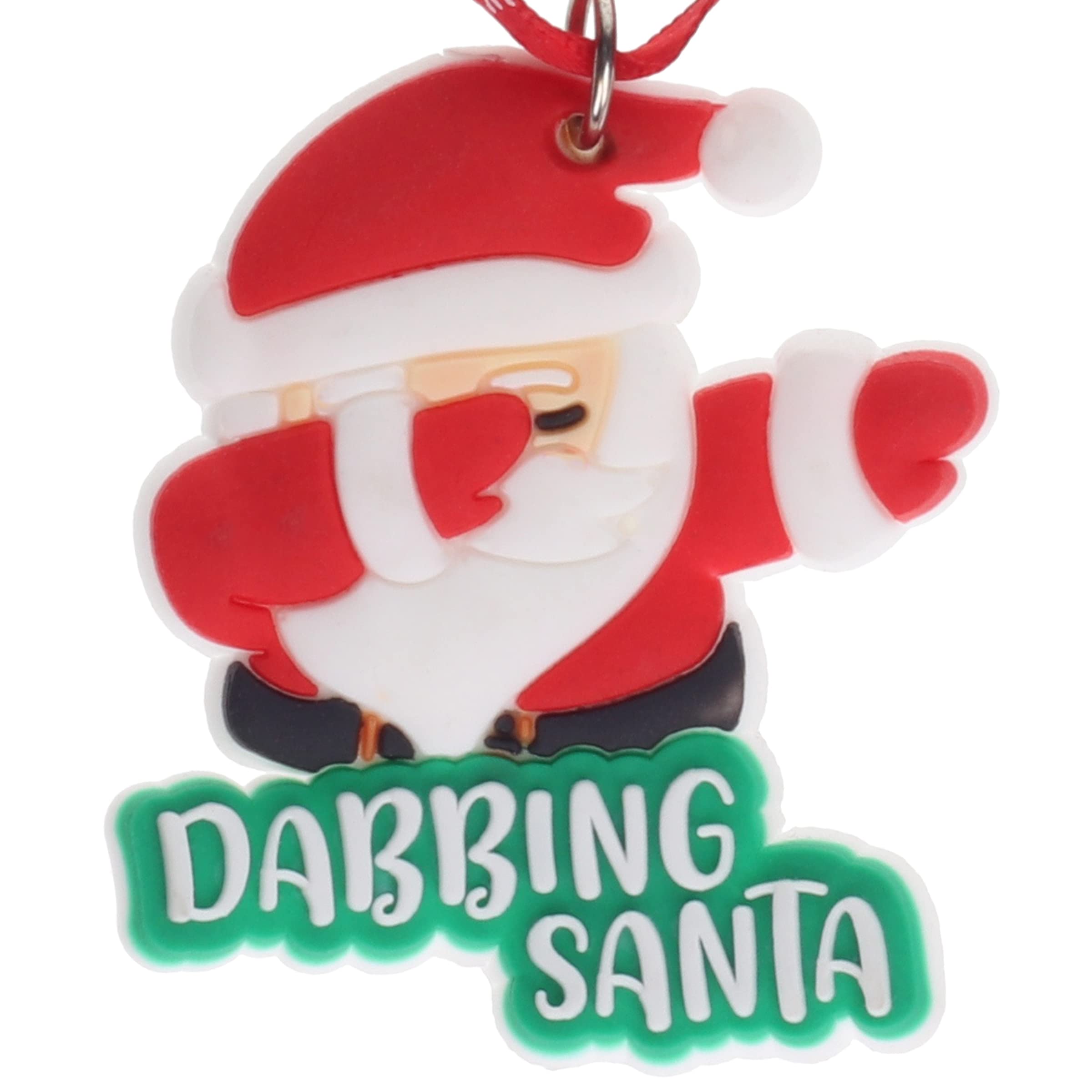 Dabbing Santa Funny Hanging Christmas Tree Decoration Silicone Ornament Novelty Bauble - Stocking Filler - Secret Santa - Colourful Multicoloured - Small Gift - Funny