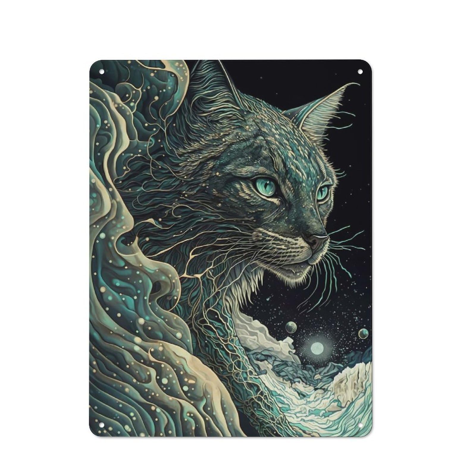 Junmoney Cougar Japanese Art For Café Or Restaurant, Vintage Metal Sign 40X30cm, For Vintage Wall Decor Fans, For Cafés, Pubs And Restaurants