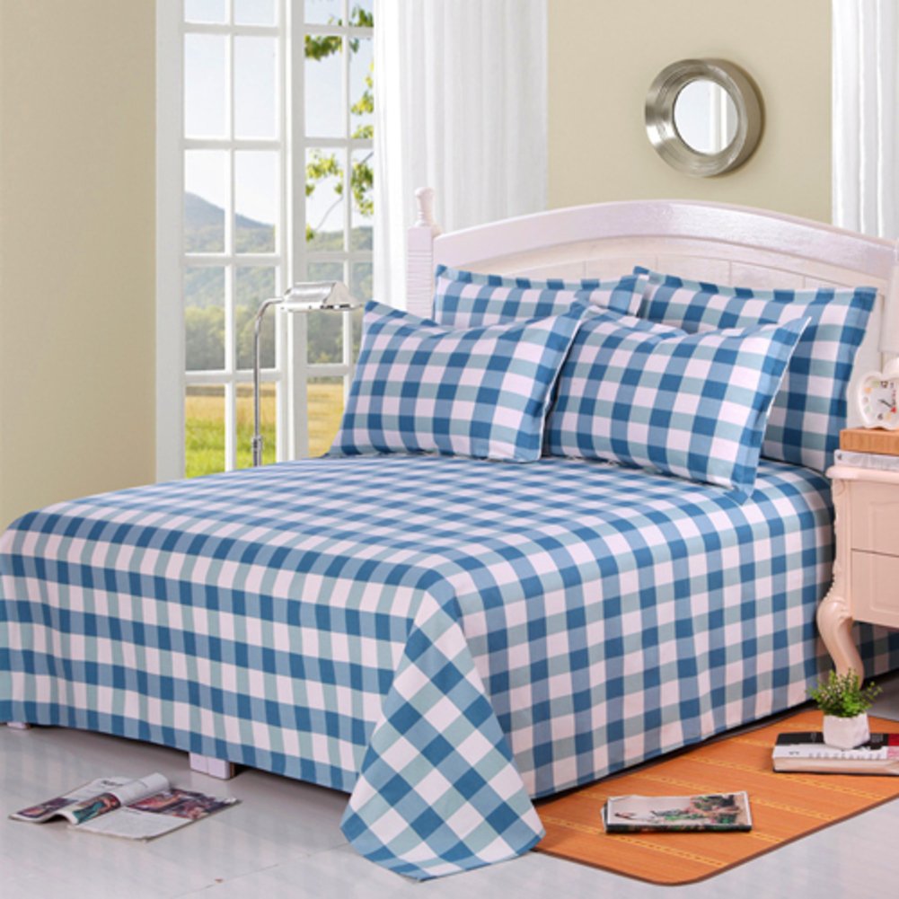 Drap de lit coton grossier impression feuilles grand lit 270x235cm toutes saisons