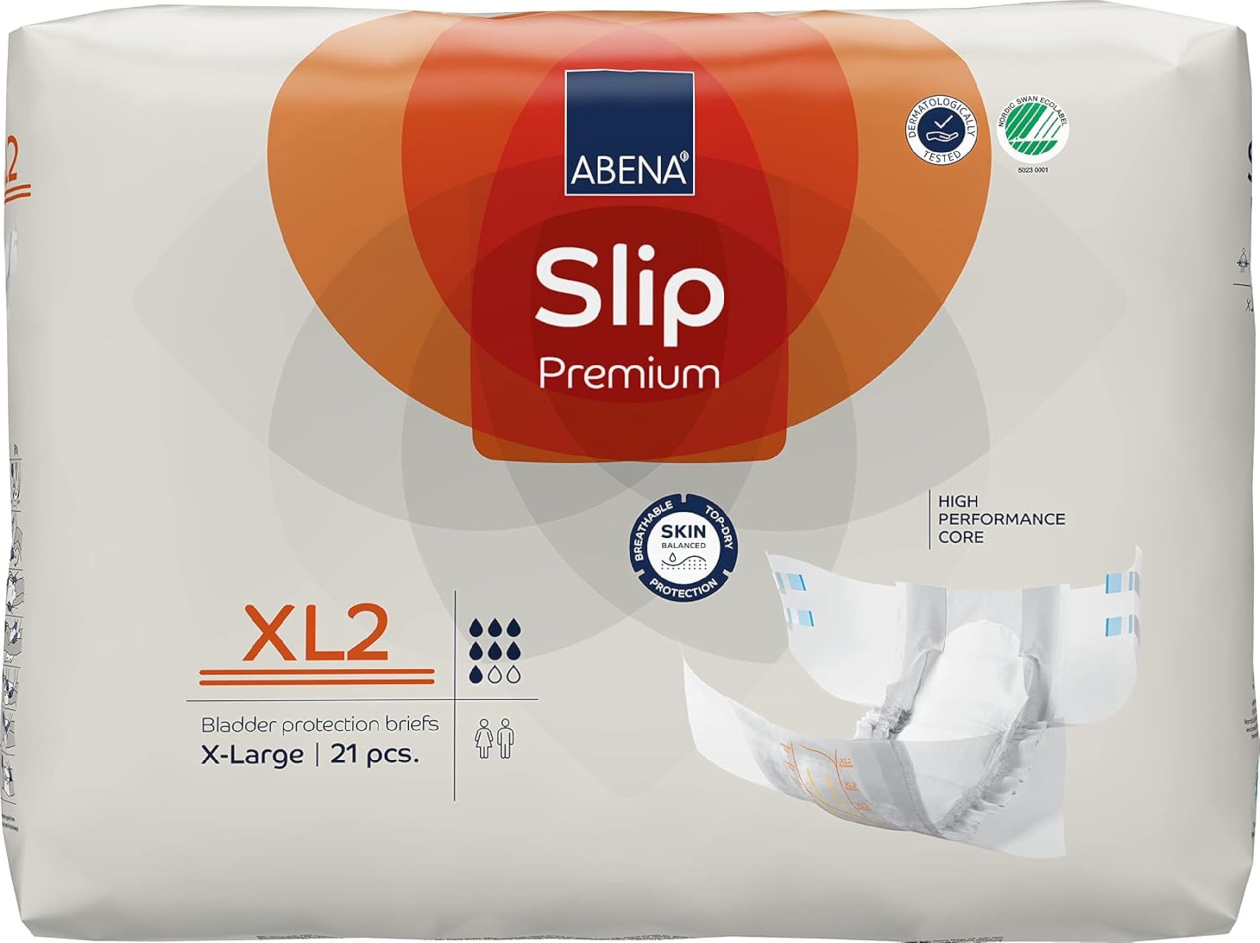 Slip Premium All-In-One Incontinence Pads For Men & Women, Eco-Labelled - XL 2, 110-170cm Waist, 3400ml Absorbency, 21PK