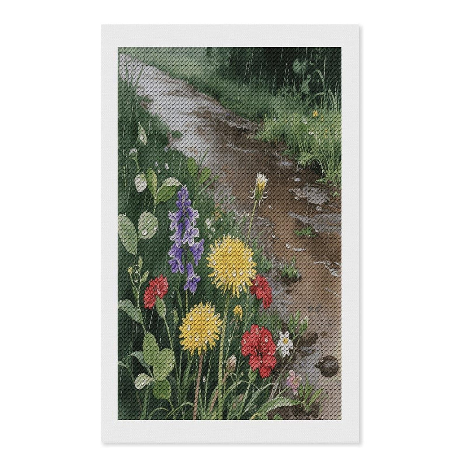 FekiLoot Wildflowers Daisy Paint by Numbers Kit for Adults Beginner DIY Diamond Dots Paintings Round Full Drill Diamond Art Kits Picture Diamond Art Painting Kits for Home Decor 12"x20"