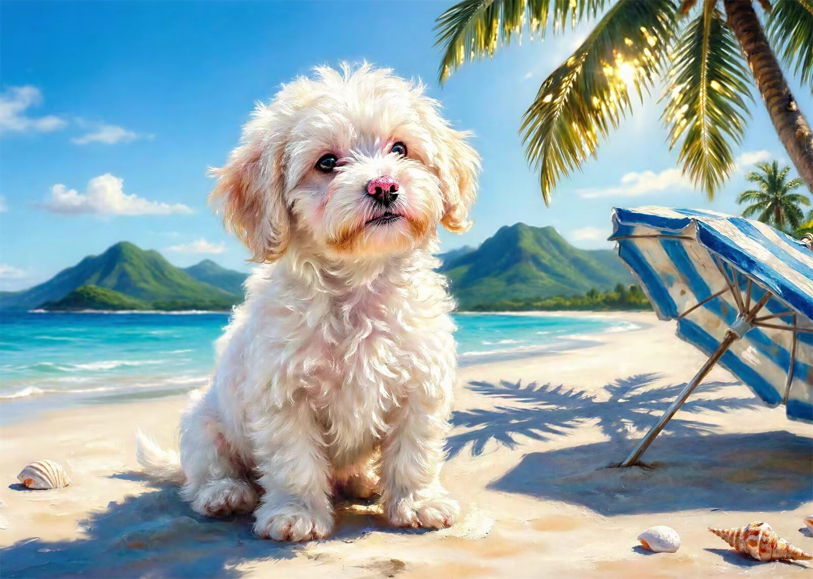 Puzzle 4000 Pezzi Adulti Cane ombrellone da spiaggia 141x87cm, Puzzle Classico Antistress, Rompicapo per Esperti, Hard Difficult Challenging Puzzle Perfetto per Serate di Gioco