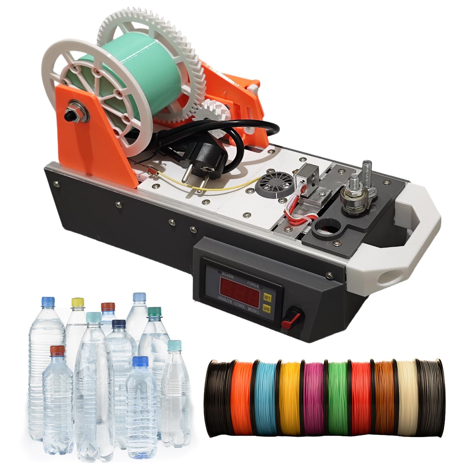 Desktop-Filament Extruder für 3D-Druck, mit Flaschenschneider, Filament-Recycling Maschine aus Plastikflaschen, 3D-Filament-Recycler, für den Einsatz zu Hause und im Klassenzimmer OptionA