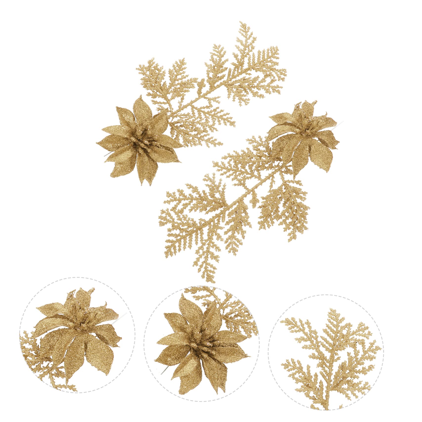 PRETYZOOM 3 Set Di Rami Di Pino Decorazione Natalizia Fiore Glitterato Fiore Artificiale Ciondolo Appeso Allalbero Per Natale 6 Pezzi * 3