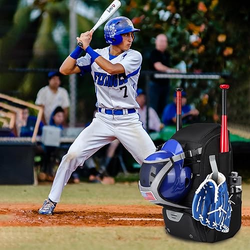 Miniatura 6 de GOTECH Bolsa de sóftbol, bolsa de bate de sóftbol para adultos jóvenes, bolsa de béisbol con gancho para valla para bate de pelota y equipo, mochila