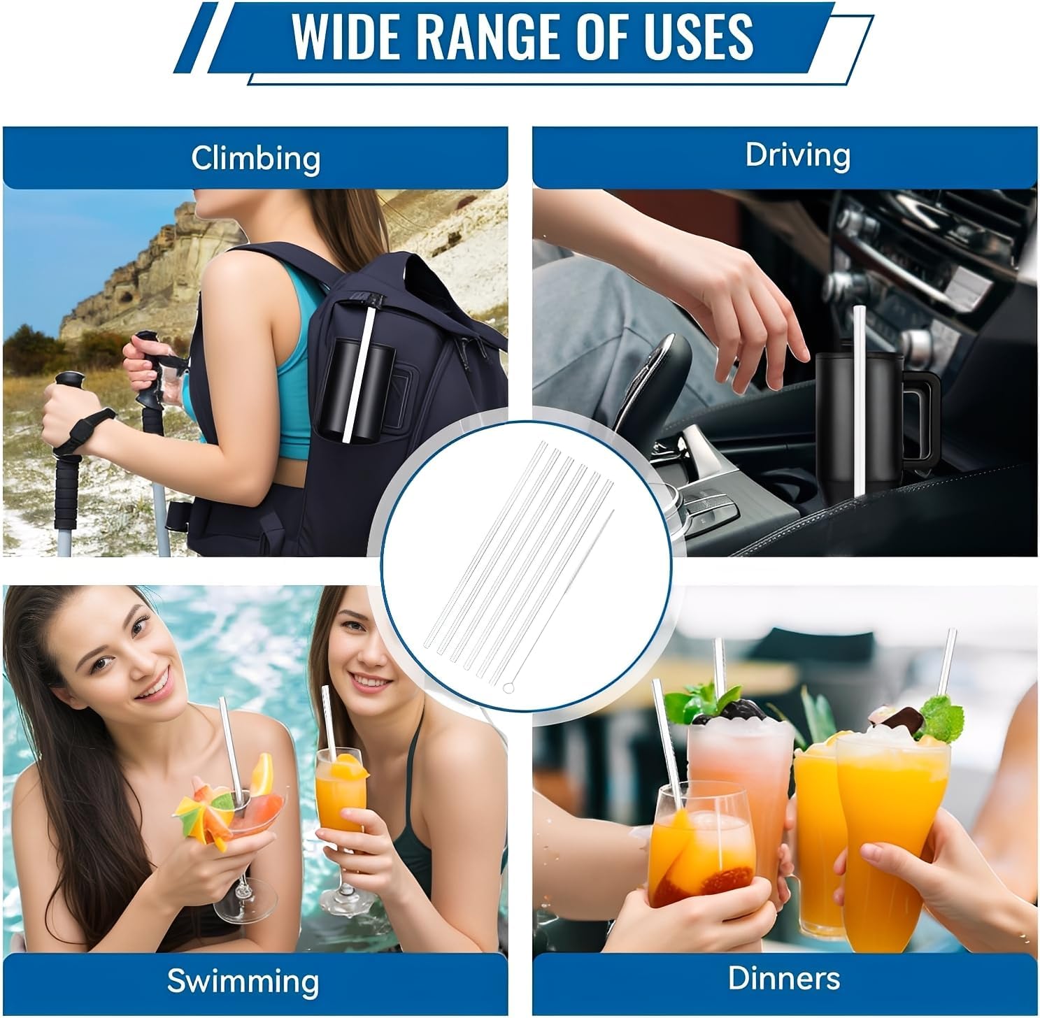 Compatible with Hydrojug Straw Replacement 40 oz,10Pack Replacement Straws Compatible with Hydrojug Traveler 40oz Water Bottle,Clear Transparent Straight Straws,Reusable,with 2 Clean Brushes. - Image 7