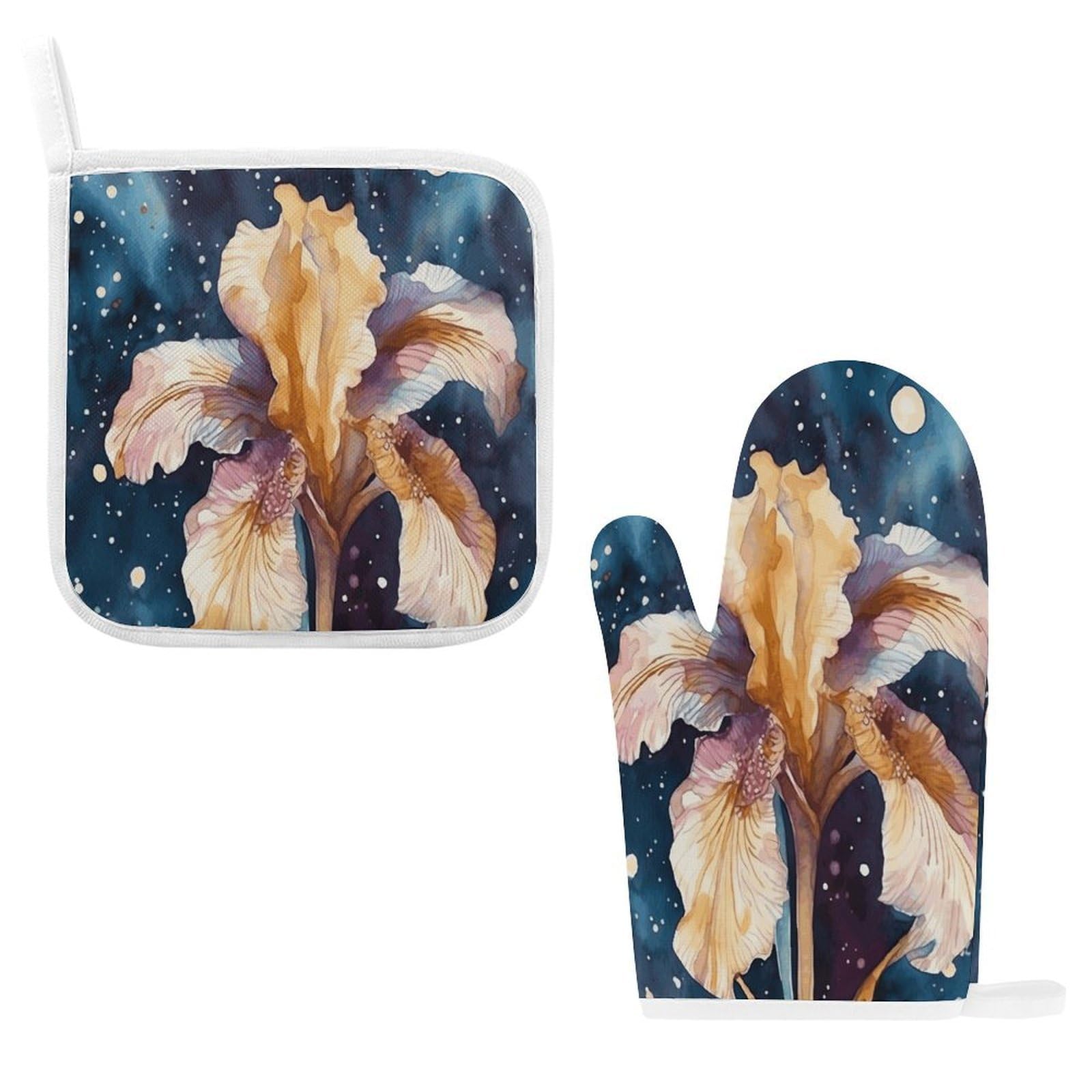 Fodpand Style Iris Flower Image Oven Mitts And Pot Holders Sets