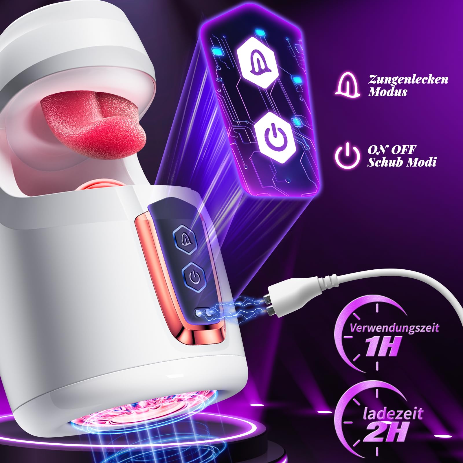 Masturbateur électrique sex toýs homme, Masturbâteur homme mains libres Langue Sexe oral Fellation avec 10 poussées et 10 coups de langue, masturbateurs masculins Pocket Pussy pour pénis Pussy