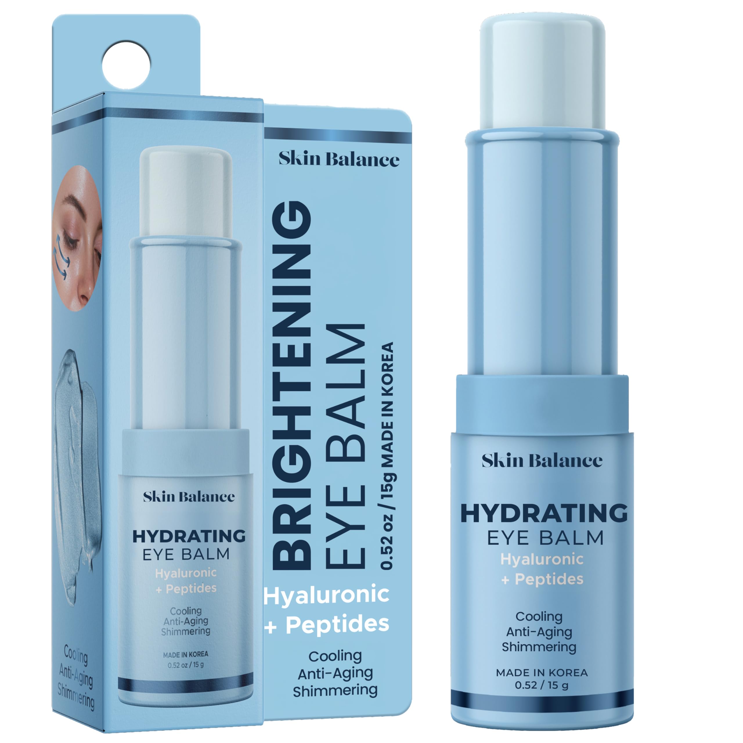 Skin Balance Ultra Shimmer Eye Balm with Hyaluronic Acid & Peptides – Reduces Puffiness, Dark Circles & Fine Lines – Hydrating, Anti-Aging Korean