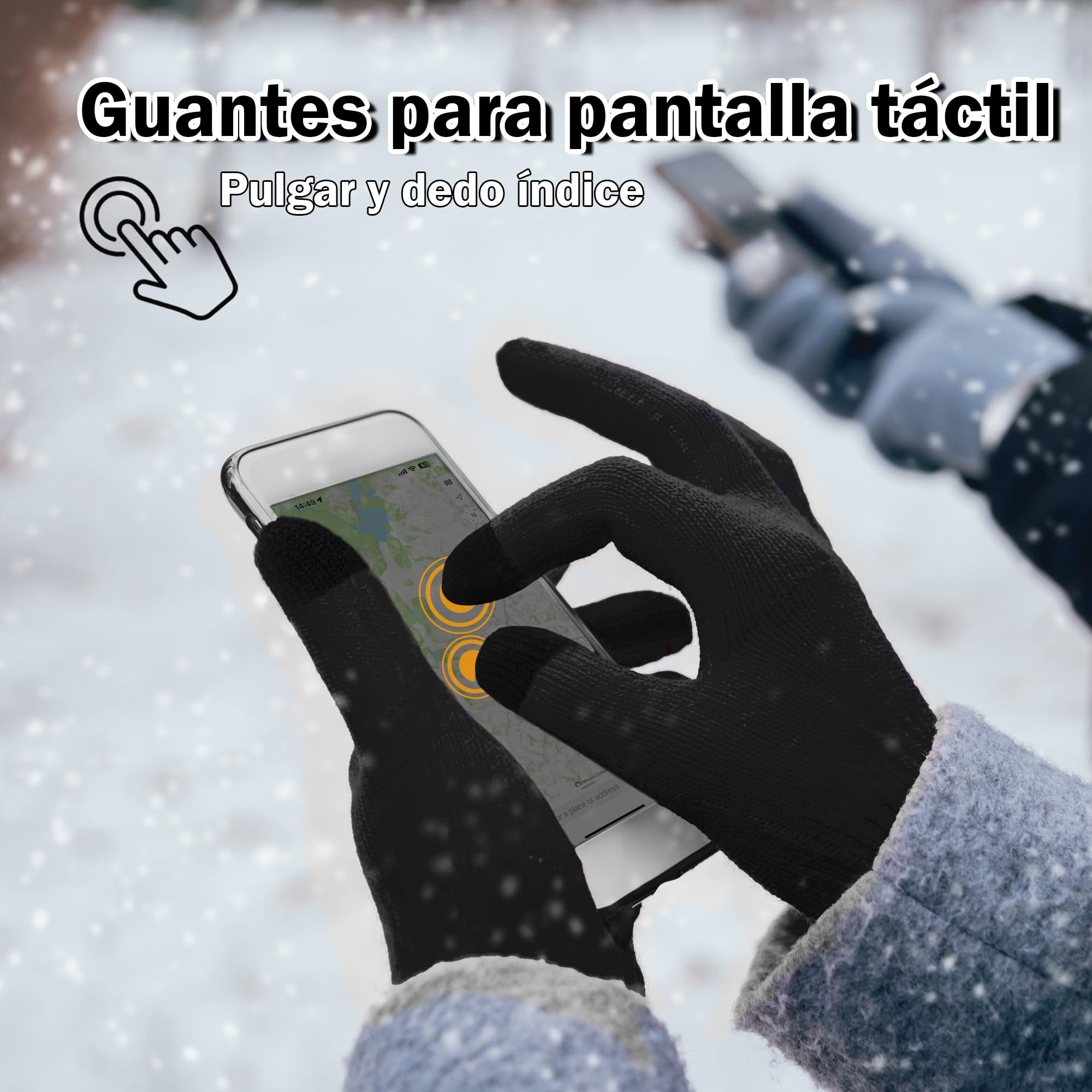 ineepor Guantes Invierno Hombre Mujer Doble Capa de Lana Antideslizantes Termicos Guantes Tactiles Pantalla Táctil Running Deporte Nieve Esquí Ciclismo