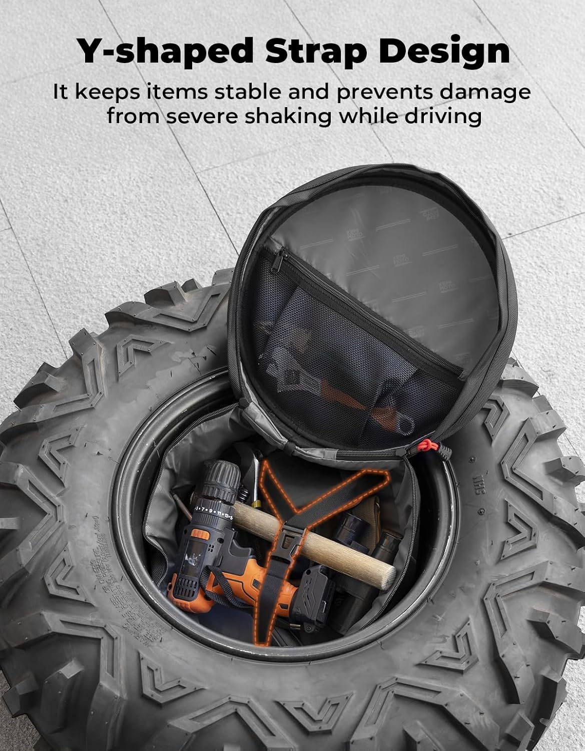 KEMIMOTO UTV Spare Tire Storage Bag Compatible with Can Am X3 & X3 MAX Polaris RZR XP 1000 for Spare Tire Diameter of The Wheel Larger than12 Inches