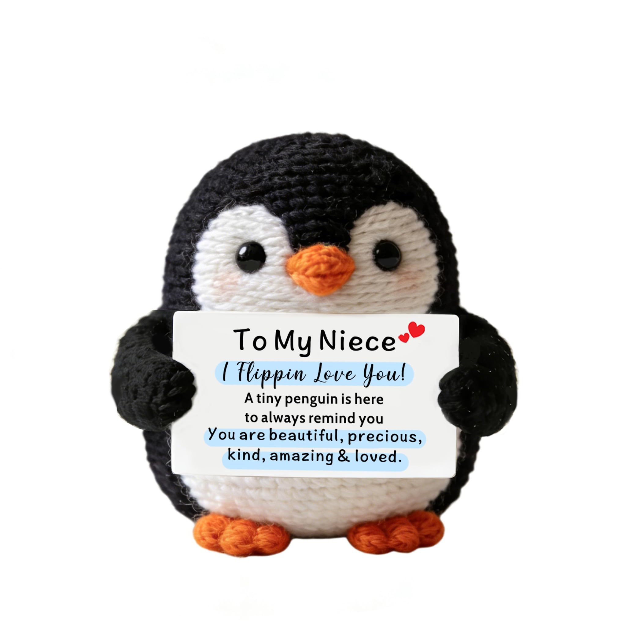 HULALA Niece Gifts For Birthday Christmas Handmade Crochet Penguin With Encouragement Card Decoration Ornament Keepsake Present — image 1