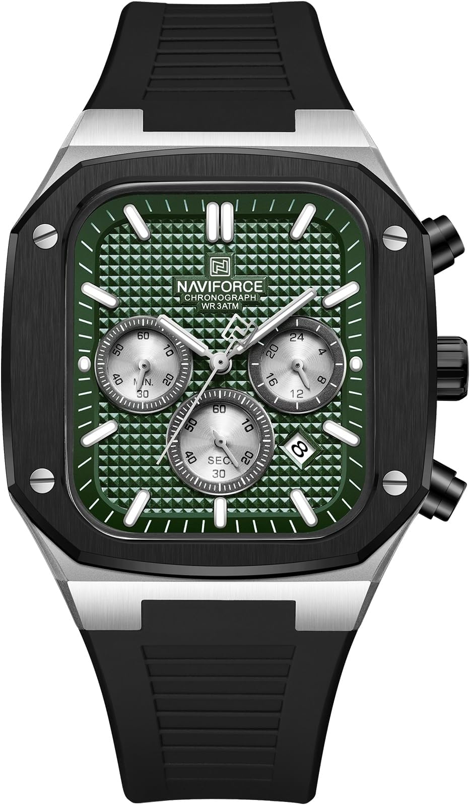 Waterproof Chronograph Sport Watch for Men, with Auto Date Women Quartz Wrist Watches, Colorful Silicone Band