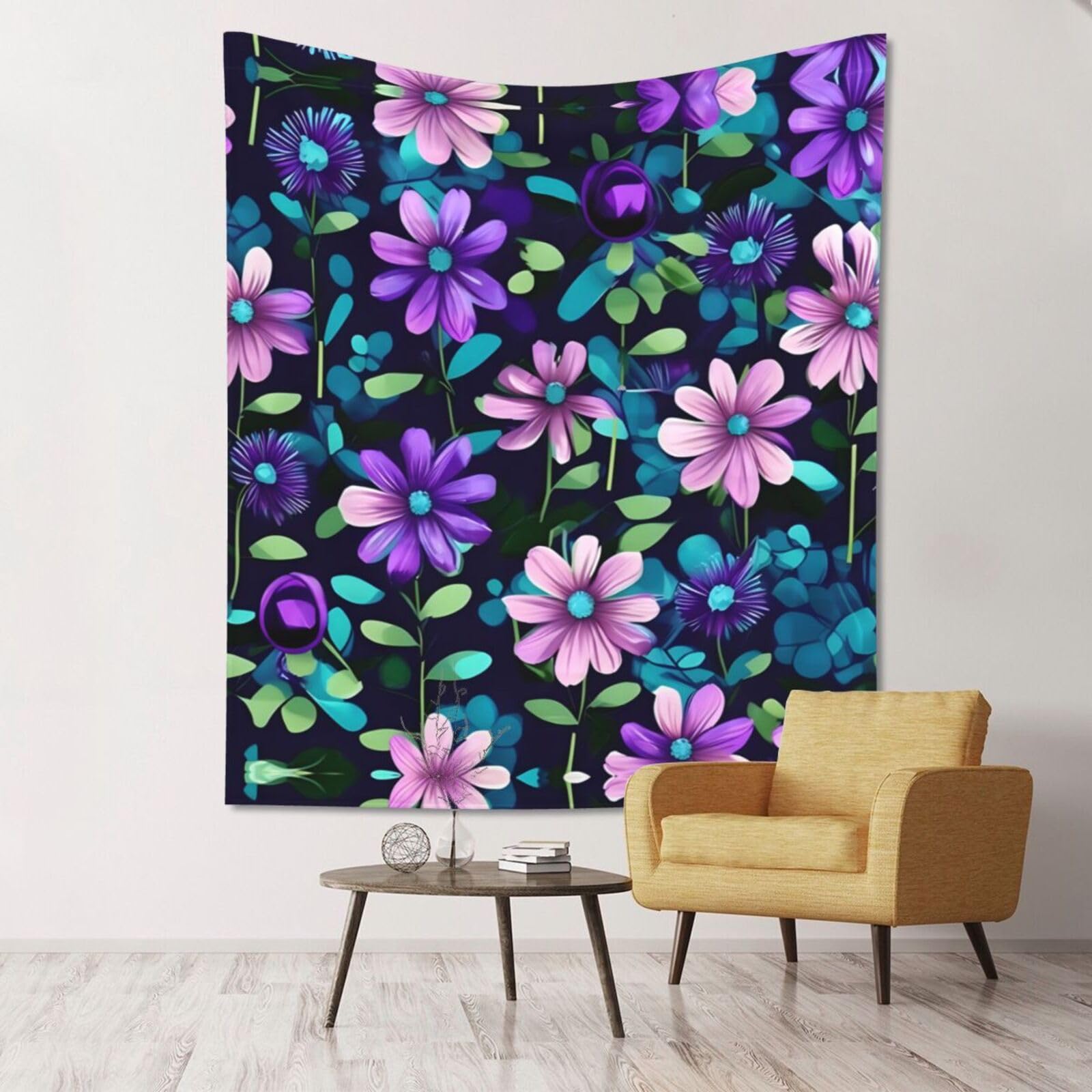 ZZYYDS Floral Wall Decor Tapestry Purple Camellia for Living Room Dormitory Home Decor Party Background, 60x51 Inch (Vertical)