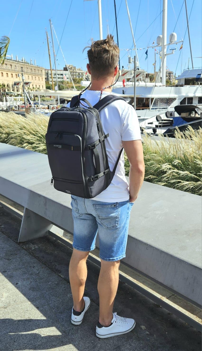 Biznesowy Plecak Na Laptop 17,3", Podróżny Plecak Męski, Bagaż Kabinowy | Wodoodporny, Torba Na Laptopa 17,3", Plecak Do Ryanair, Oliver Granatowy