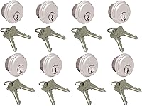 Vista 9 de Cerraduras de cilindro, cerradura de puerta comercial, estilo Adams Rite, resistente, 2 llaves (doble cilindro, aluminio plateado, paquete de 4)