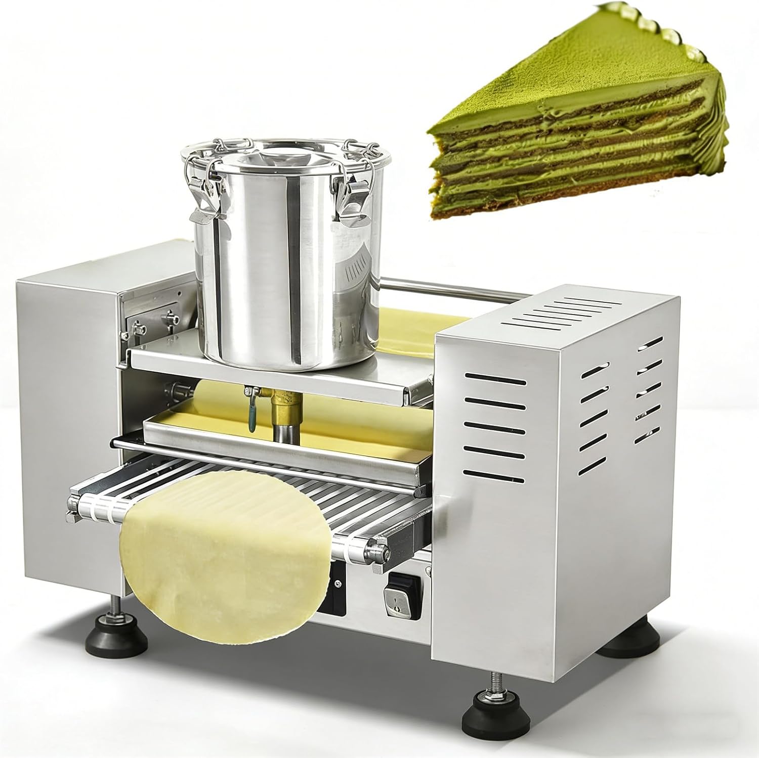 Automatic Mille Crepe Cake Maker Machine, 2200W Commercial Grade with Adjustable Speed & Temp (0-200°C), for Perfect 6/8 Inch Cake Layers, Bakery 50X35X35 cm 6in