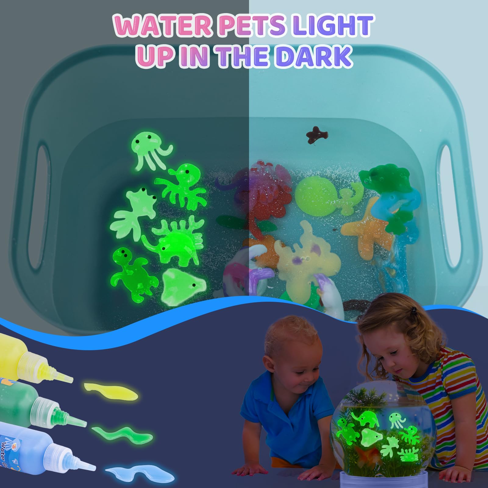 Magic Water Gel Toy Kit DIY 3D Jouet en gel d'eau pour enfants 4 5 6+ | Avec 24 couleurs et 20 formes, jouet créatif d'anniversaire, cadeau de Noël pour garçons et filles à partir de 3 ans