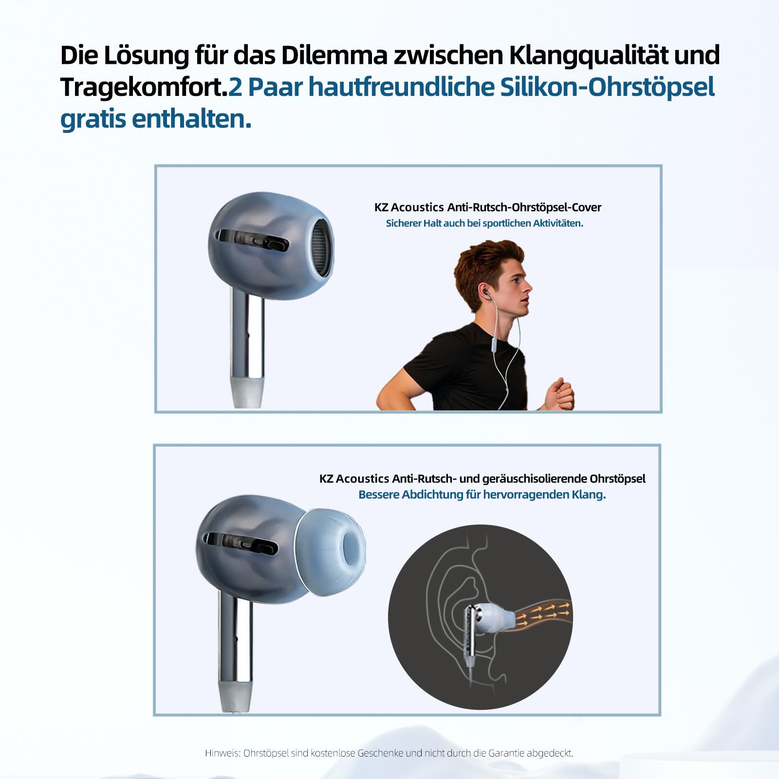 KZA COUSTICS KZ Duet - Auricolari in-ear, con doppio driver dinamico, per gaming, bassi HiFi, microfono con riduzione del rumore, cavo argentato, per PC, console, dispositivi mobili