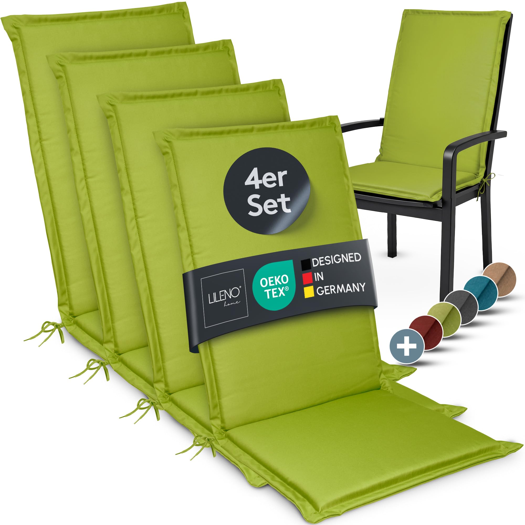 LILENO HOME Gartenstuhl Auflagen Bequeme Liegen als Sitzauflagen für Gartenmöbel - Stuhlkissen für Gartenstühle und Klappstühle Miami