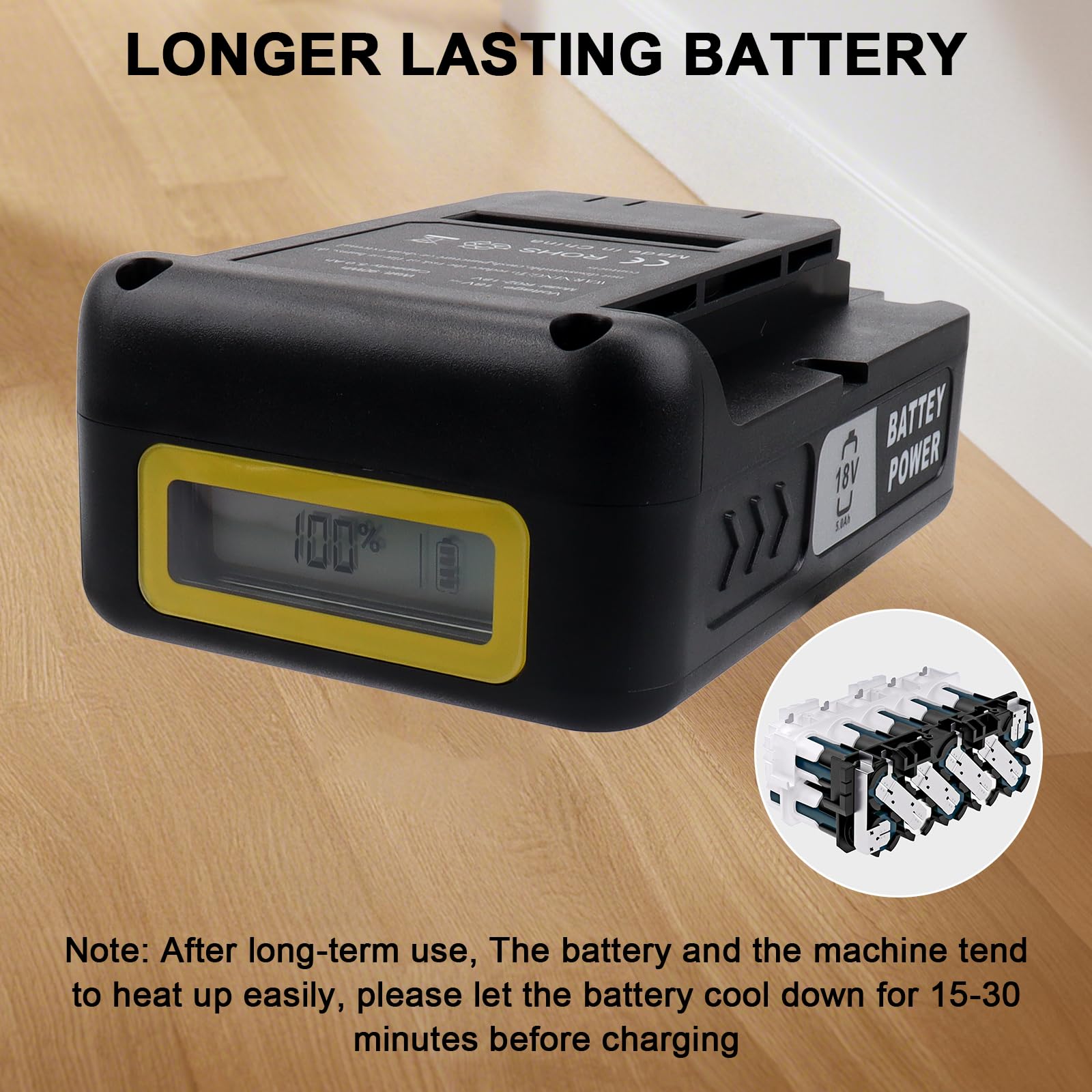 18 V 5000 mAh Ersatzakku für Kärcher Battery Power 18/50, 5 Ah Lithium-Ionen-Akku, kompatibel mit Allen Elektrowerkzeugen der Kärcher 18 V-Serie im Haus und Garten