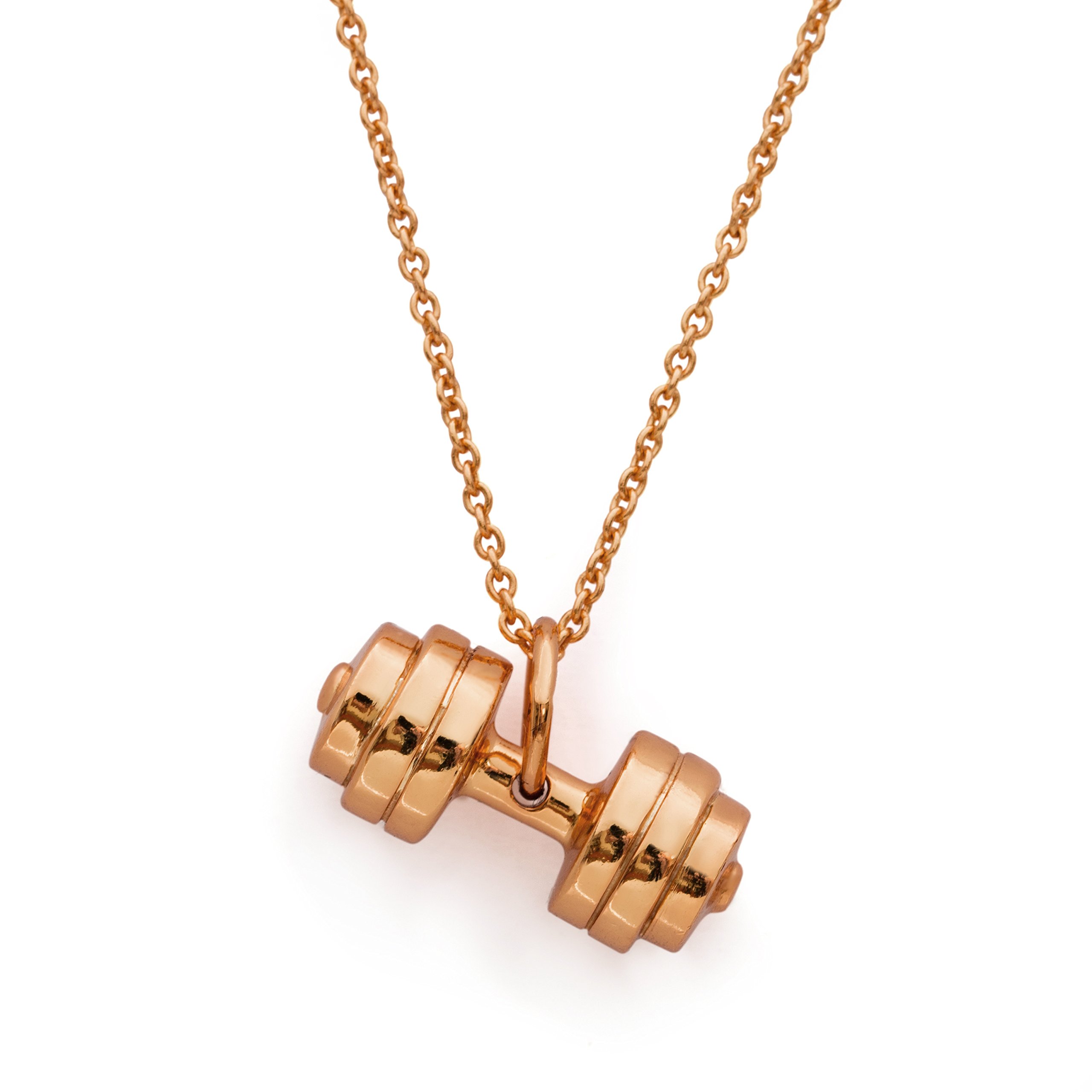 Rose Gold Dumbbell Necklace Barbell Necklace Fitness Jewelry Rose