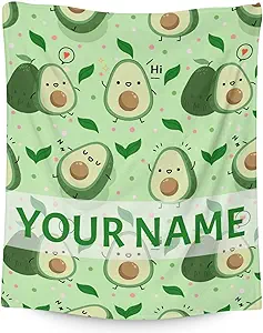 Blanket for Girls - 60"x80" Personalized Cute Avocado Throw Gifts - Green Soft Fuzzy Blankets for Bed, Couch & Living Room