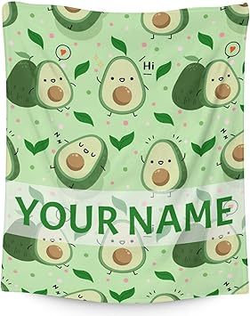 Blanket for Girls - 60"x80" Personalized Cute Avocado Throw Gifts - Green Soft Fuzzy Blankets for Bed, Couch & Living Room