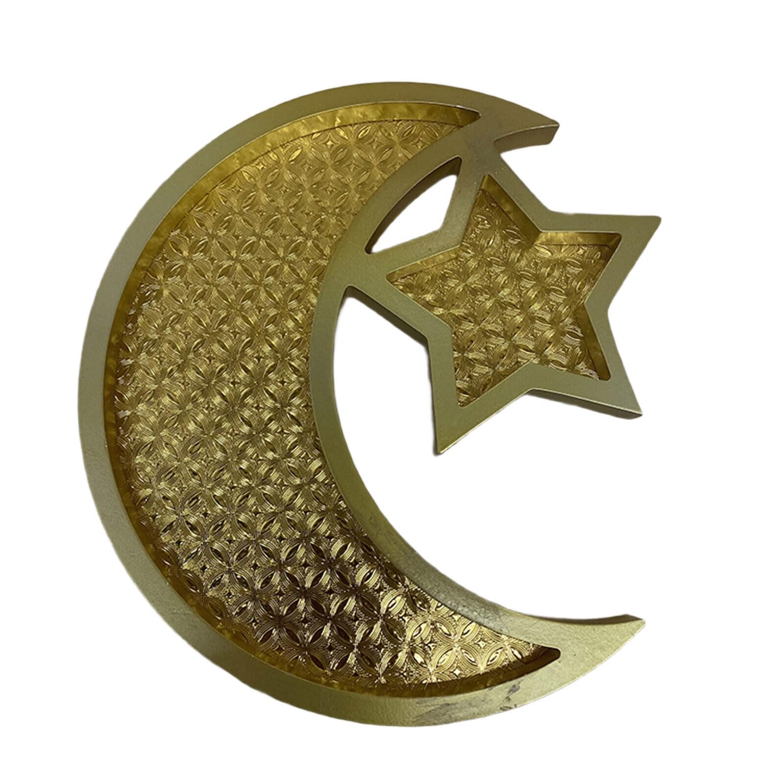 Tsophreniq Eid Holiday Wooden Tray with and Star Designing Serving Tray for Party Snacks and Desserts Display Wooden Dessert Platter
