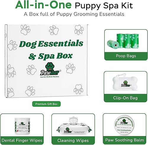 Miniatura 2 de Dog Essentials Kit de iniciación  Caja de regalo para amantes de los perros con toallitas para mascotas, bálsamo para patas, toallitas de limpieza