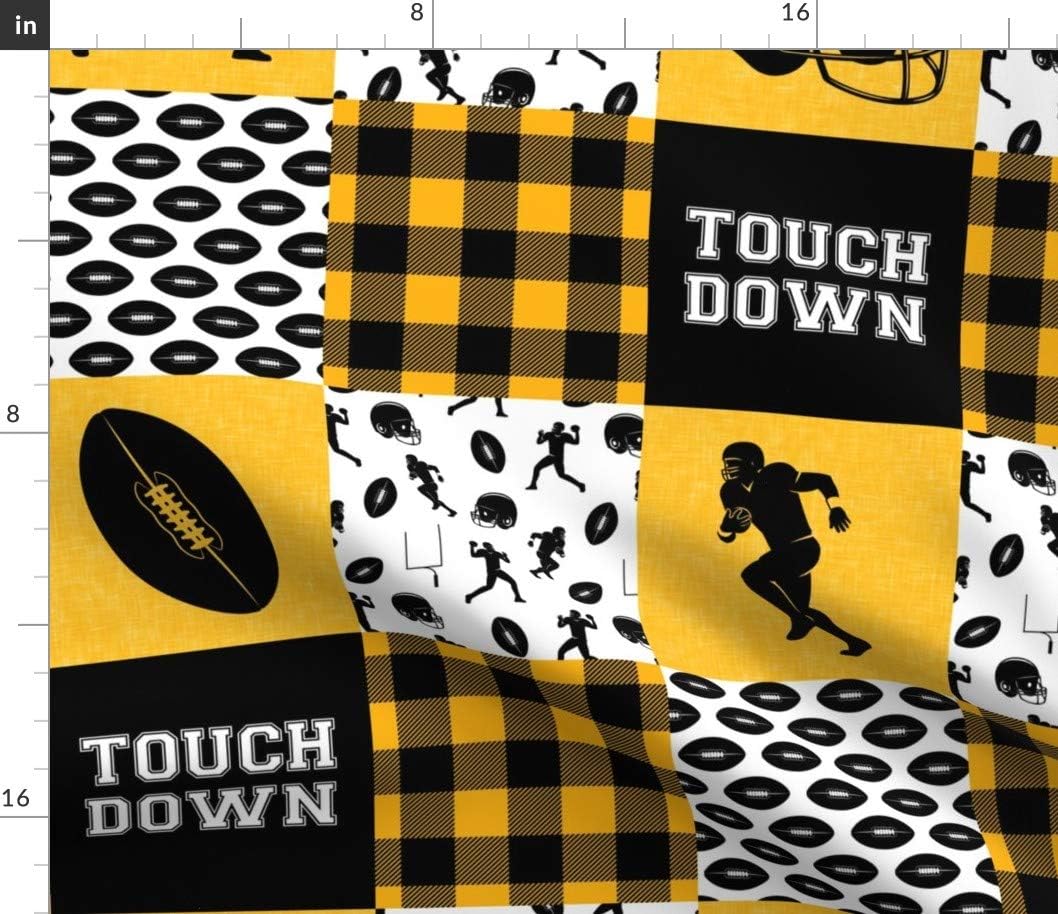 Spoonflower Fabric - Football Wholecloth Black Gold Ball Plaid Little Arrow Trendy Boy Printed on Petal Signature Cotton Fabric by The Yard - Sewing Quilting Apparel Crafts Decor