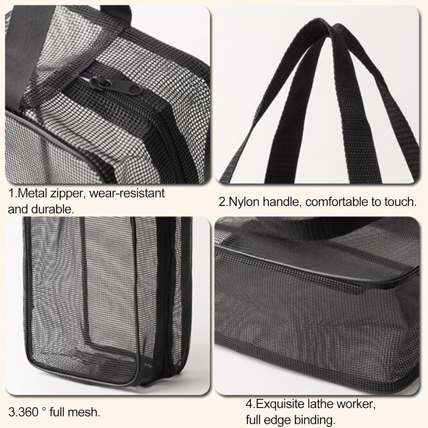 Borsa Da Doccia In Rete Con Cerniera - Organizer Appendibile, Asciugatura Rapida, Per Viaggi, Palestra, Grigio