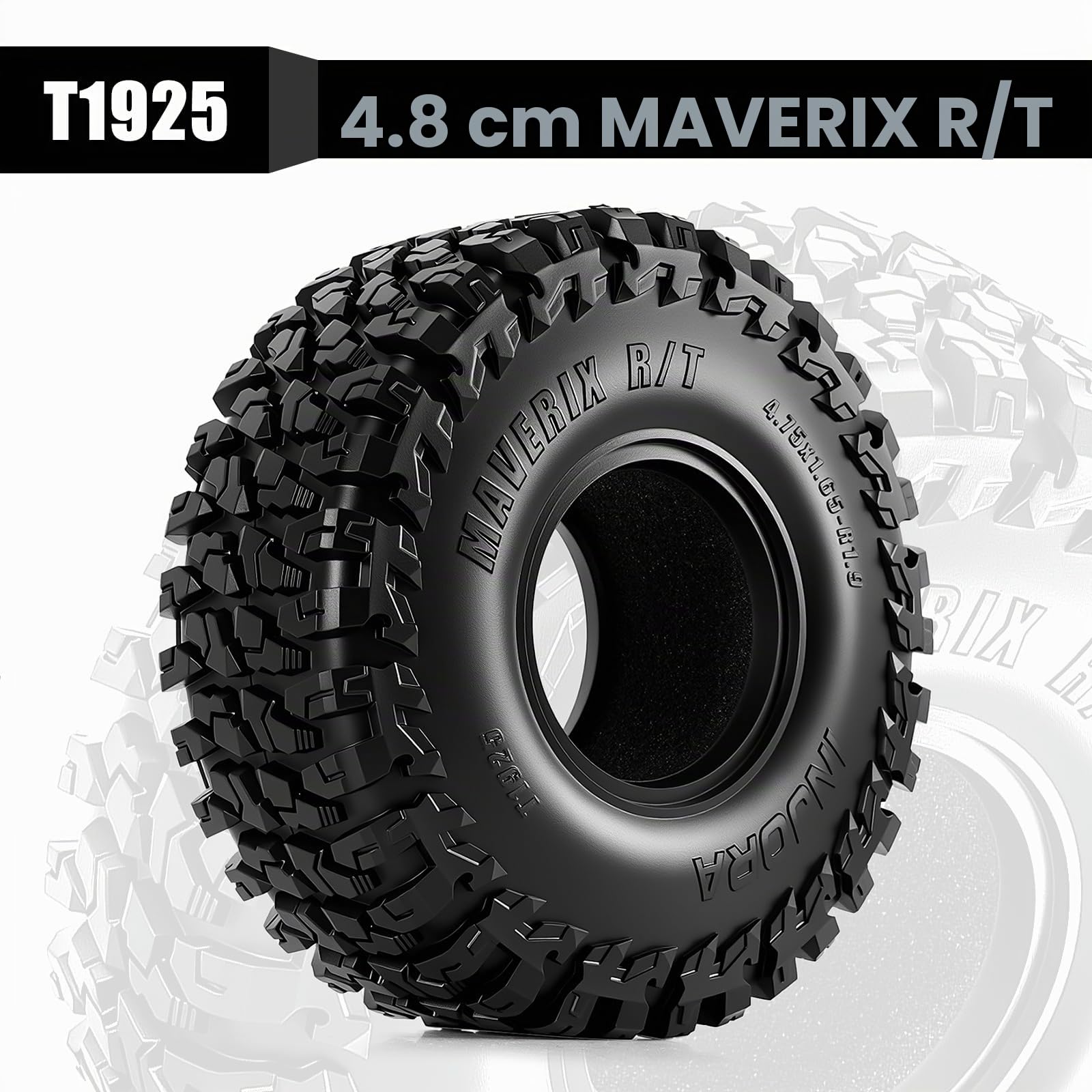 INJORA 1,9" Reifen MAVERIX R/T-Reifen 120 * 42 mm für TRX4 SCX10 1/10 RC Crawler Upgrade (T1925)