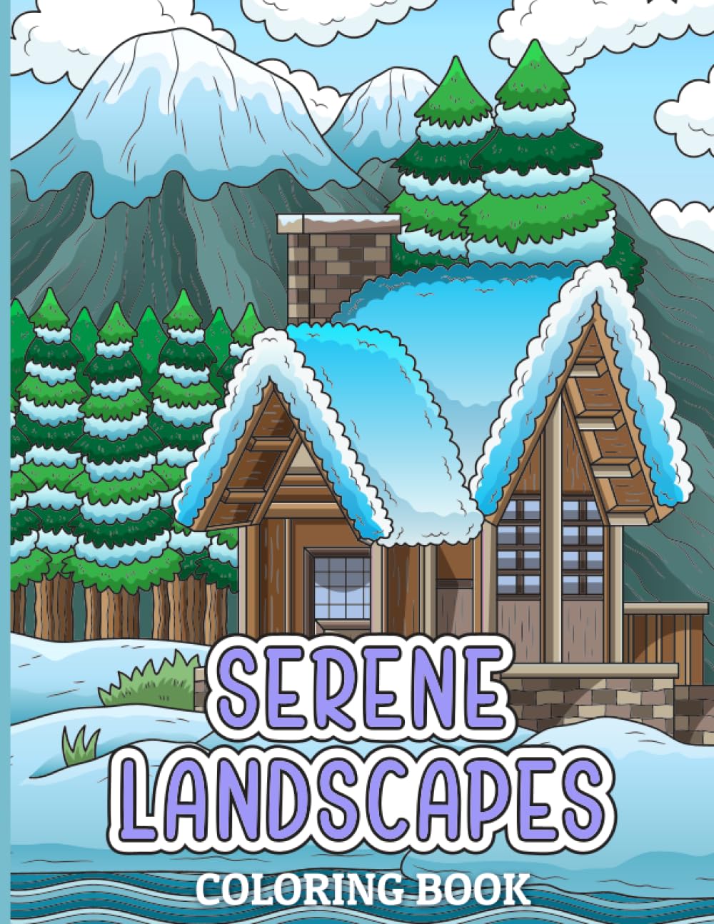 Serene Landscapes Large Print Adult Coloring Book: Easy Adult Coloring Book featuring charming animals, peaceful landscapes, marine life, nature, and