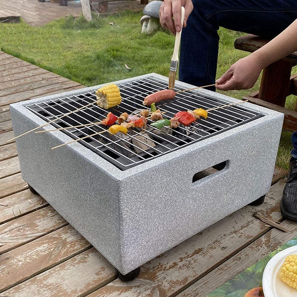 Brasero Cuadrado, Multifuncional ​Fire Pit, con Protección contra Chispas, Parrilla, Casa Calefacción Chimenea para Camping Playa Hoguera Picnic Garden