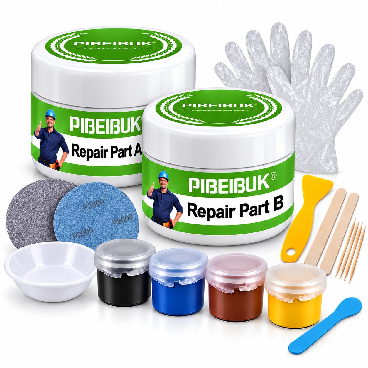 Badewannen Reparaturset (Farbanpassung) – Emaille & Porzellan Reparaturpaste für Keramik, Acryl, Fliesen – Risse, Sprünge, Löcher in Waschbecken, Duschwanne, Badewanne reparieren