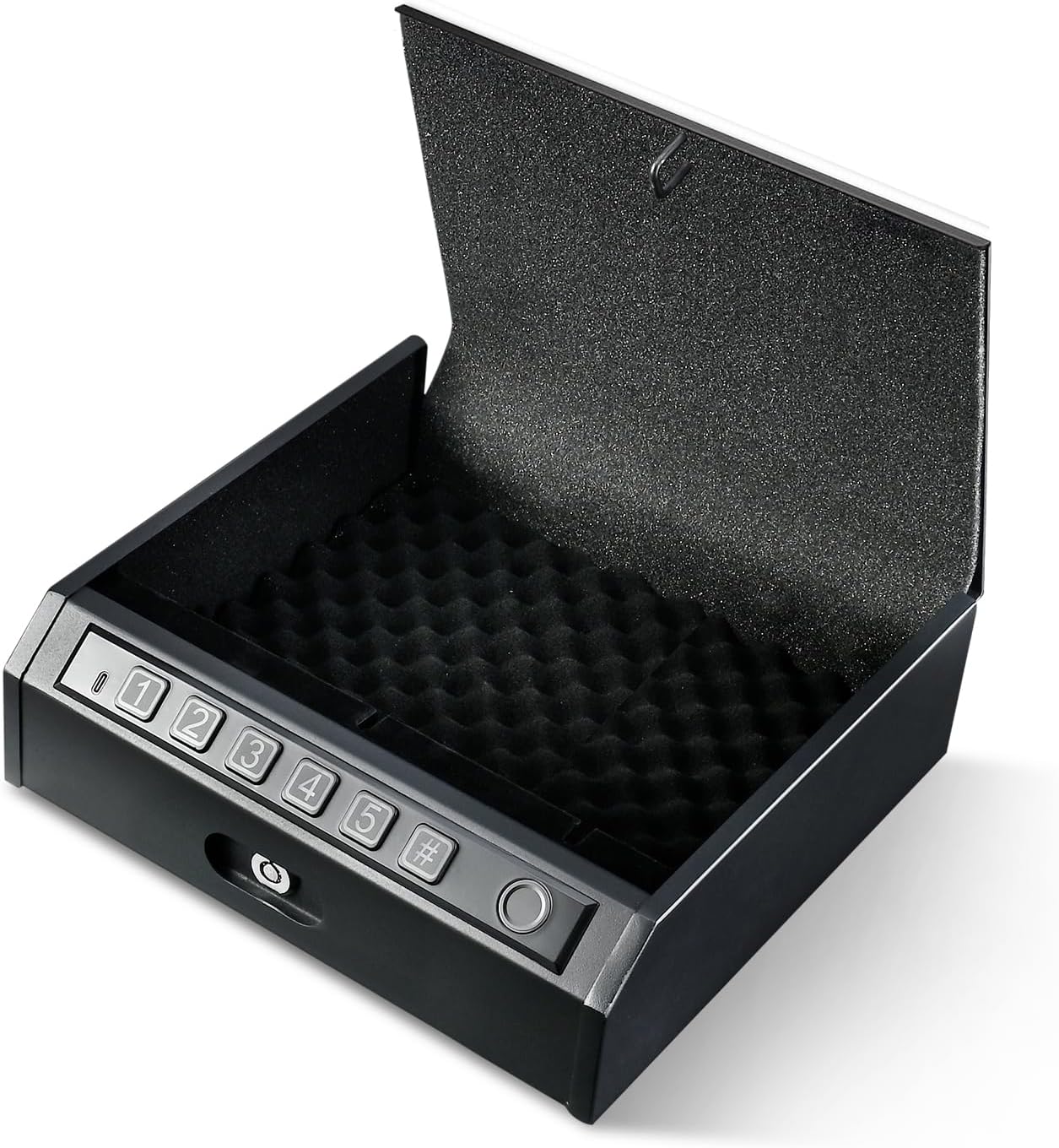 ADIMO Biometric Handgun Lock Box, Fingerprint Gun Safe with Quiet Operation, Digital Keypad, Manual Key Backup, Interior Foam Padding for Scratch Protection, Compact & Secure