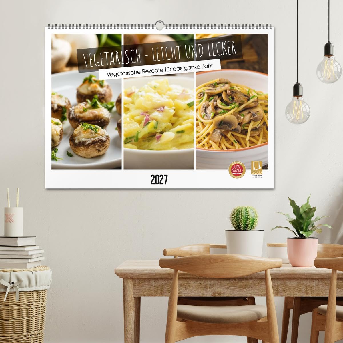 Vegetarisch - leicht und lecker (Wandkalender 2027 DIN A2 quer), CALVENDO Monatskalender: 12 leckere Bilder mit Rezepten wecken die Lust auf mehr (CALVENDO Lifestyle)