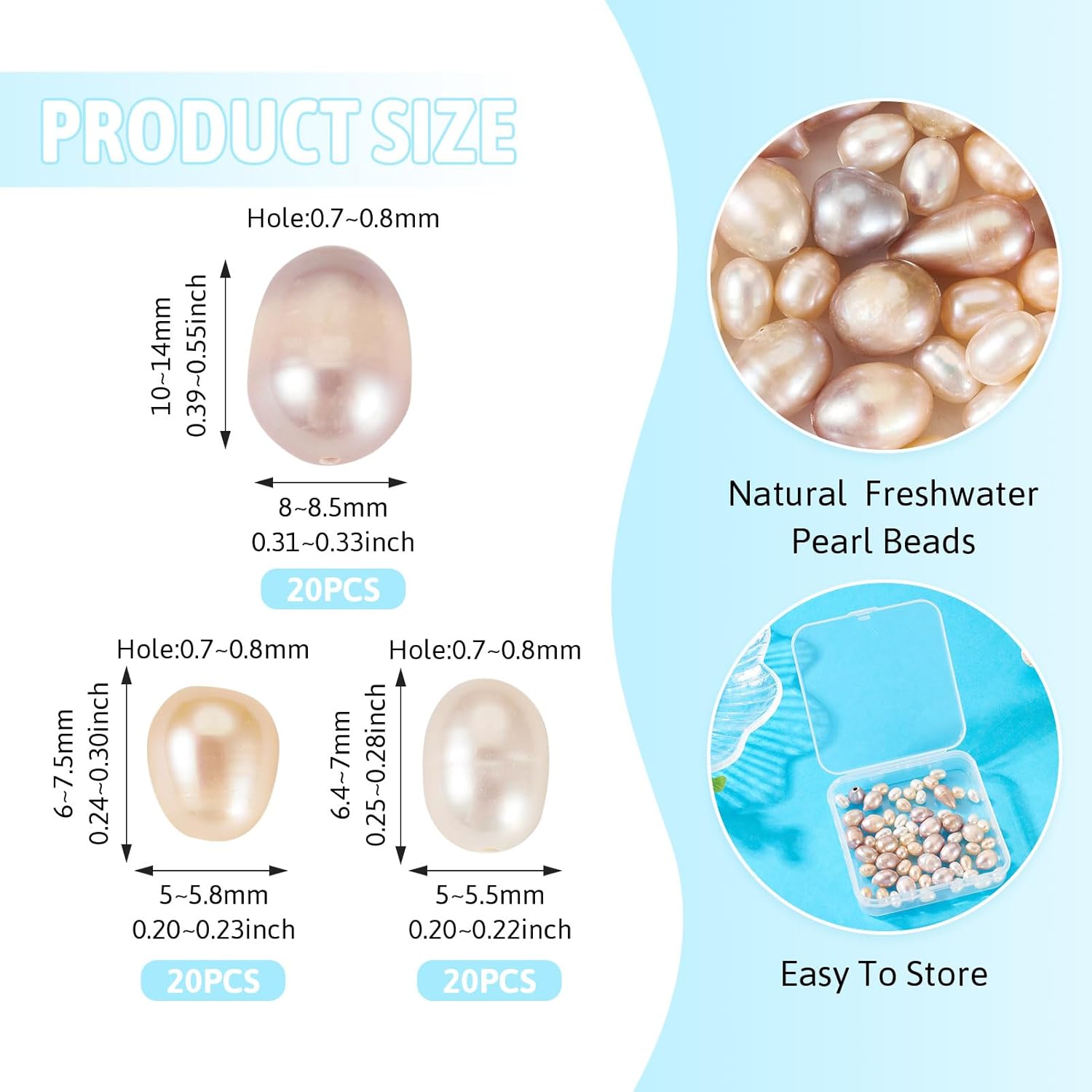 Craftdady 60 pcs Freshwater Pearl Beads for Jewelry Making Natural Cultured Irregular Rice Pearls Natural Genuine Pearl Spacer Beads for Crafts Necklaces Bracelets Earrings Making - Image 3