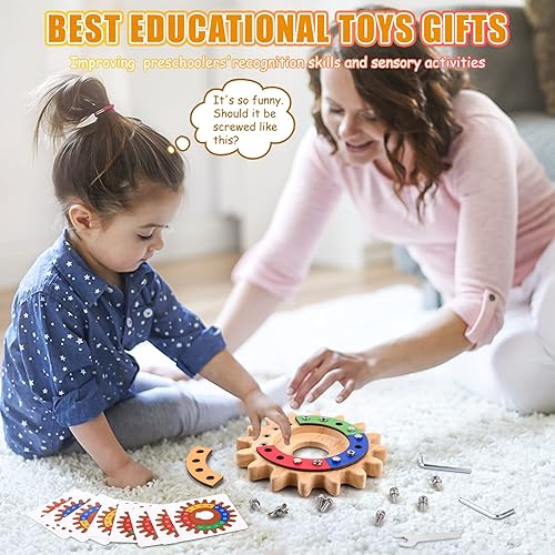 Miniatura 7 de Toddler Toys, Wooden Toys, Montessori Toys for 3 4 5, 35 in 1 Wooden Montessori Screwdriver Board Set, Learning Sensory Bin Toys Preschool Toys,