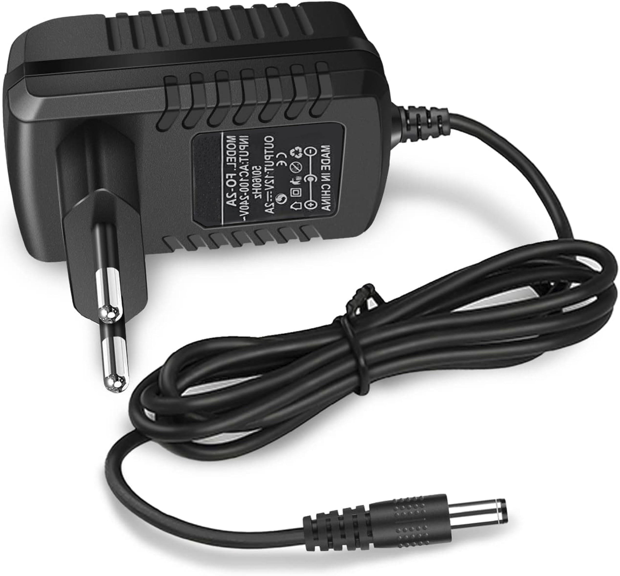 Alimentatore 12V 2A con Spina EU Adattatore AC/DC 100-240V a DC 12V Connettore 5.5x2.1mm Trasformatore Universale