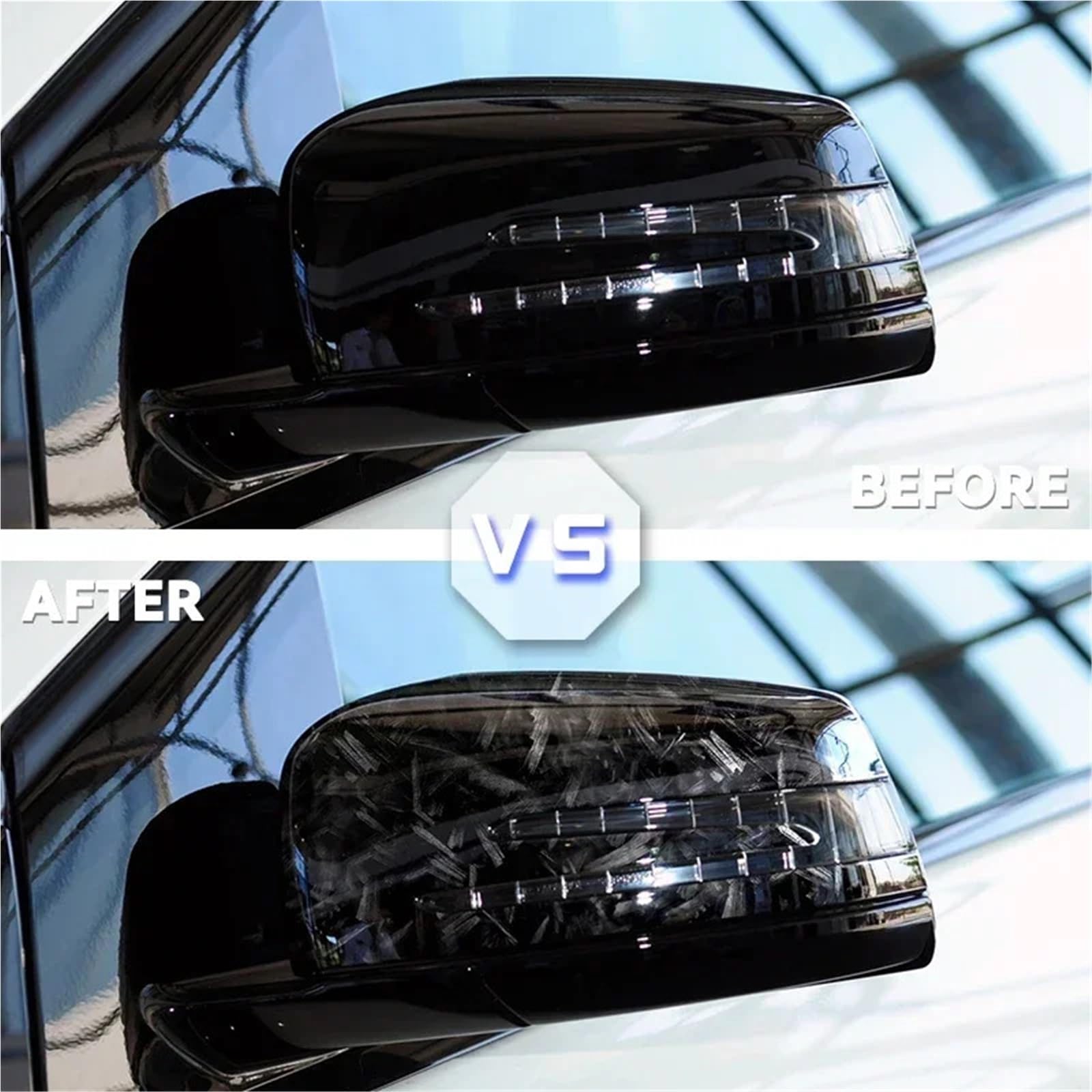 Naklejka przeciwmgielna na lusterko Osłony lusterek wstecznych pasujące do Mercedes-Benz W204 E W212 W176 W246 CLS C218 GLA X156 ABS Włókno węglowe Czarny połysk(Carbon fiber pattern)