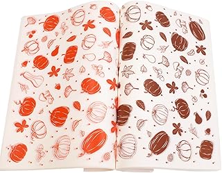 WorldBazaar Fall Pumpkin Wax Paper Sheet 100PCS Thanksgiving Maple Parchment Paper Food Wrapping Paper Baking Liner Thanksgiving Party Supplies