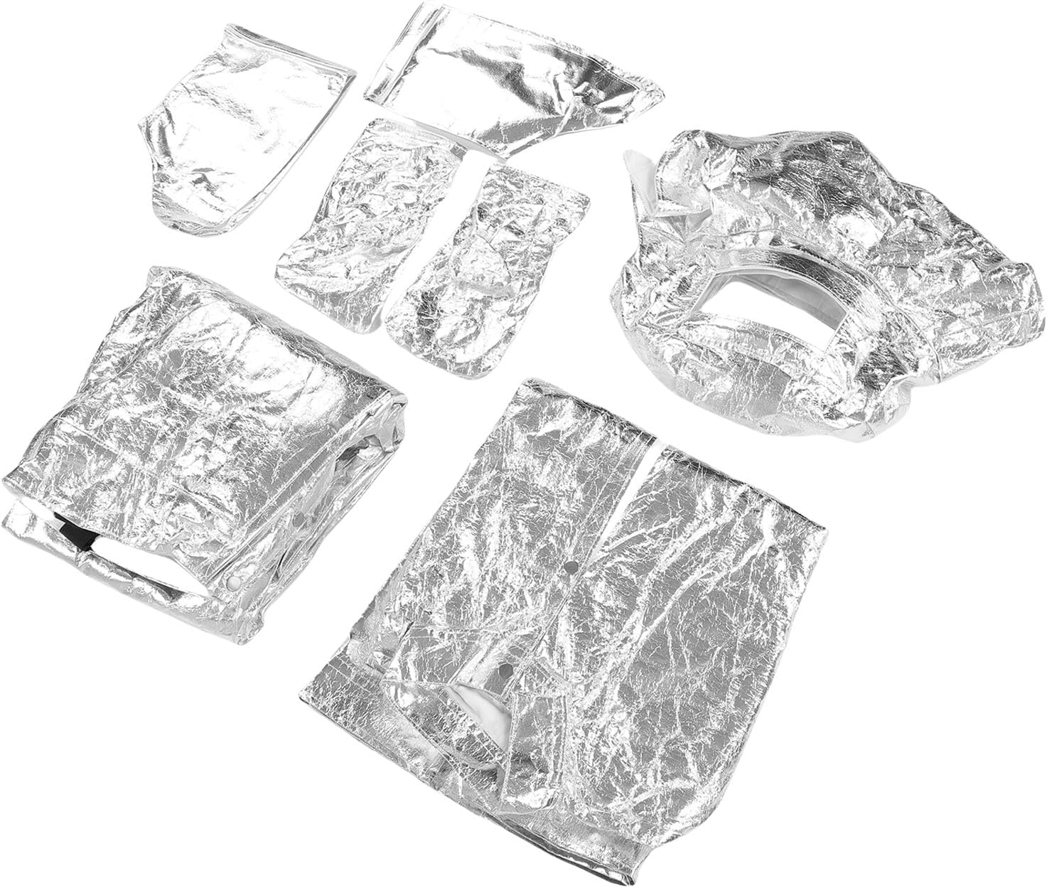 Jeffergarden Heat Insulated Suit, Fireproof Aluminized Clothing with Helmet Jacket Pants Gloves Shoe Covers, for High Temperature Workers Firefighters in Boiler Welding Forestry Engineering
